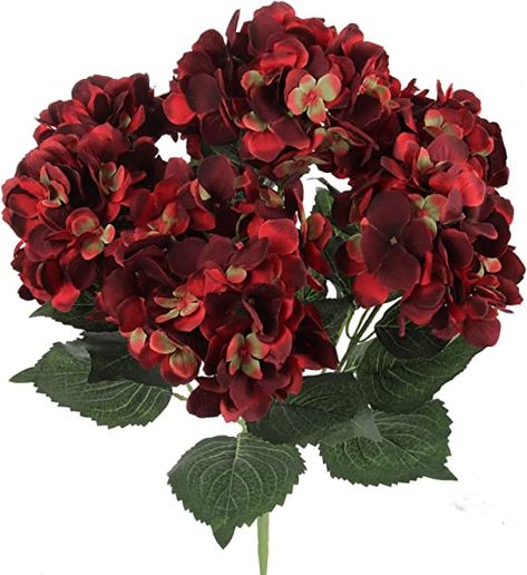 Enhance your décor with the Larksilk Hydrangea Silk Flower Bush. With seven heads per bush, UV resistance, and adjustable stems, it's perfect for indoor and outdoor use. Create stunning centerpieces and elevate your wedding or event décor. (Burgundy) Burgundy Hydrangea, Flower Bush, Hydrangea Centerpiece, Hydrangea Bush, Faux Hydrangea, Hydrangea Not Blooming, Silk Hydrangeas, Wedding Event Decor, Artificial Hydrangeas