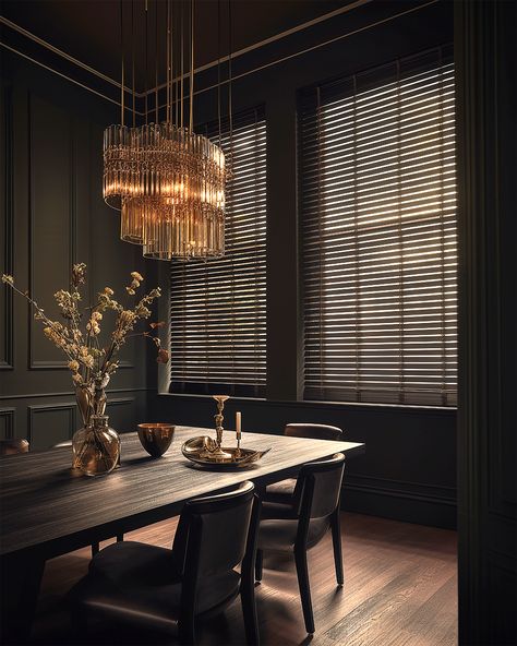 Classic Traditional Real Wood Blinds Dark Wood Blinds, French Door Blinds, Modern Roller Blinds, Blinds For French Doors, Blinds Ideas, Door Blinds, Fitted Blinds, Piano Room, Traditional Dining Room