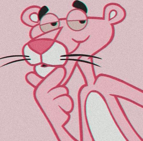 Pink Panther Profile Picture, Pink Characters Cartoon, Pink Cartoon Aesthetic, Pink Cartoon Characters, Fem Boy Aesthetic, Pink Characters, Animal Cartoons, Pink Cartoon, Canvas Art Projects