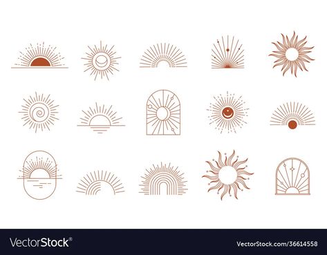 Bohemian linear logos icons and symbols sun arc vector image Art Boutique, Sun Design, Sun Designs, Geometric Abstract, Logo Icons, Design Templates, Boho Style, Abstract Design, Modern Minimalist