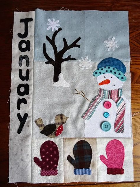 Calendar Quilts, Snowman Quilt, Applique Templates, Winter Quilts, Small Sewing Projects, Felt Patterns, Diy Quilt, Machine Applique, Hand Applique