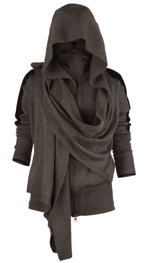 Grey Knit Hoodie With Built In Shawl Wrap Scarf Asymmetrical Mode Hippie, Apocalyptic Fashion, 가을 패션, Hippie Chic, Mode Inspiration, Look Fashion, Juicy Couture, Style Me, Versace