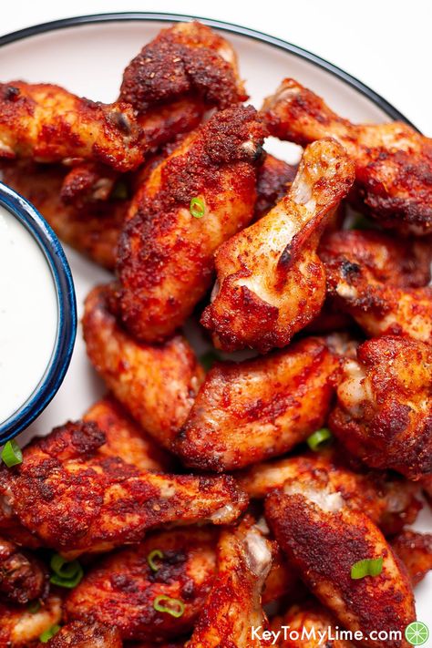 #ad If you’re looking for a chicken wing recipe that’s packed full of flavor, deliciously crispy, and is still a little on the healthier side, these baked dry rub chicken wings are the recipe you’re looking for! These really might be the best wings ever. Oh my gosh, that rub. Wow. That’s where all the magic is. #ChickenWings #Wings #DryRubWings #Appetizers #GameDayFood KeyToMyLime.com Dry Rub Chicken, Dry Rub Wings, Wings Crispy, Dry Rub Chicken Wings, Chicken Wing Recipe, Dry Rub For Chicken, Homemade Dry Rub, Crispy Baked Chicken Wings, Wing Recipe