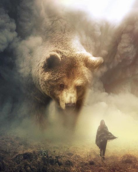 I Imagine A World Invaded By Giant Animals In My Digital Manipulations Grizzly Bear Tattoos, Urs Polar, Giant Animals, Spirit Bear, Bear Tattoos, Bear Art, Animal Totems, Fantasy Artist, Arte Animal