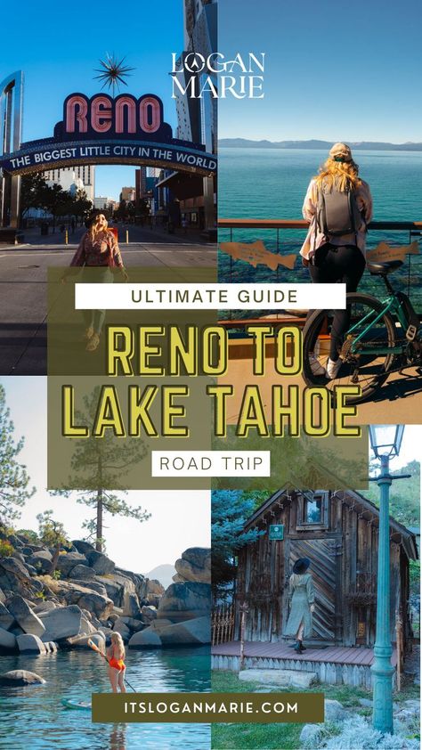 On this blog post you will find information about visiting Reno, Nevada and road tripping to Lake Tahoe, Virginia City, and Carson City. Reno To Lake Tahoe, Tahoe Nevada, Lake Tahoe Nevada, Ultimate Road Trip, Virginia City, Nevada Mountains, Sierra Nevada Mountains, Reno Nevada, California Vacation