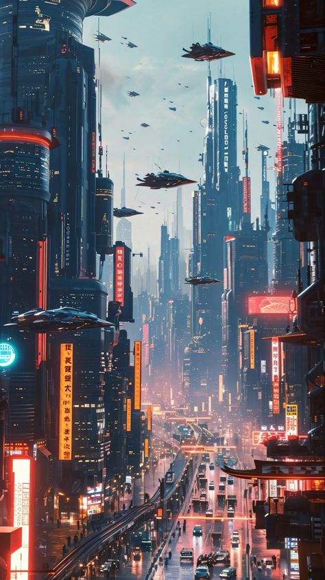 Scifi Anime, Cyberpunk Street, Scifi Artwork, Anime Landscape, Sci Fi Landscape, Sci Fi Spaceships, Sci Fi City, Starship Concept, Cyberpunk Anime