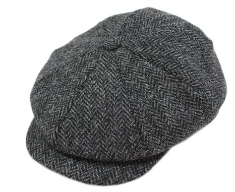 This charcoal colored cap features a unique herringbone design and contains eight patches brought together by a button at the peak.Made from 100% wool for durability and classic styling, this lined cap has an integrated bill and a peak that extends and curves to shade your eyes from the various elements. The Irish cap is authentically crafted by John Hanly of Tipperary located in in Co. Tipperary, Ireland. 1920s Mens Hats, Irish Hats, Irish Flat Cap, Peaky Blinders Hat, Tweed Cap, Mens Hats Vintage, Irish Hat, Irish Tweed, Flat Cap Men