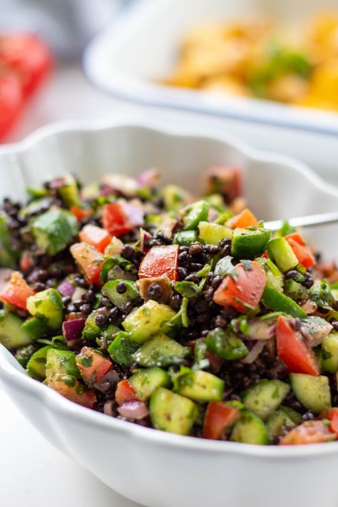 This refreshing and healthy Indian side dish is perfect for summer BBQs and adding to your Indian meals at home. This vibrant cucumber salad is loaded with chopped veggies, fibre packed lentils, fresh herbs, and a touch of lemon for a delightful burst of flavour. It's a fantastic way to add a vegetable side to your Indian meals. indian salad | cucumber salad | tomato salad | easy side Wholefood Meals, Indian Salad, Kachumber Salad, Indian Salads, Salad Tomato, Indian Meals, Salad Cucumber, Chopped Veggies, Indian Side Dishes