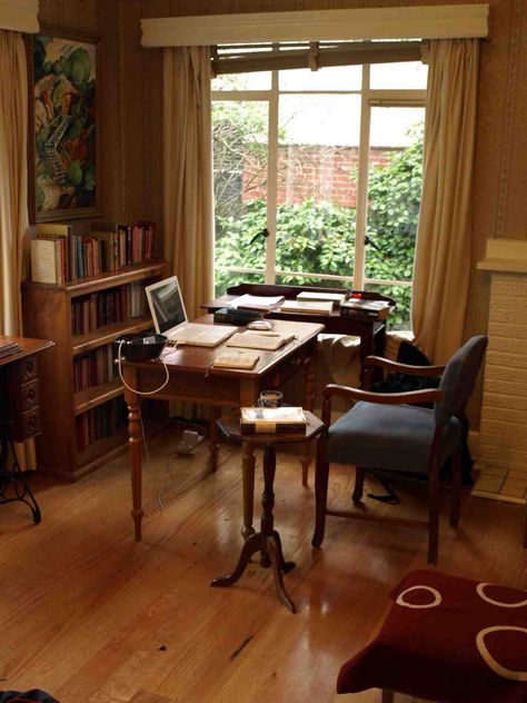 A Writer’s Room - Damon Young Writers Office, Creative Workspace Inspiration, Writer's Office, Writers Room, Home Office Design On A Budget, Writing Studio, Writing Room, Writers Desk, Lots Of Books