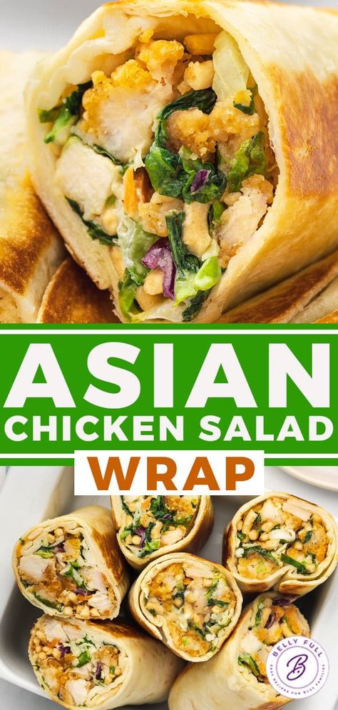 Asian Chicken Salad Wrap, Chinese Chicken Wraps, Crunch Wrap Ideas, Easy Chicken Wraps Recipes, Salad Wrap Recipes, Teriyaki Chicken Wraps, Asian Wraps, Easy Chicken Wrap, Crispy Chicken Salad