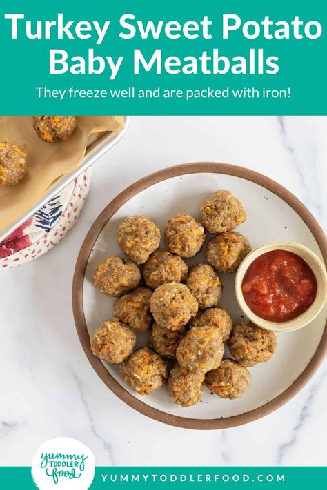 Blw Ground Turkey Recipes, Blw Meatballs Ground Turkey, Chicken Sweet Potato Meatballs, Turkey Nuggets For Baby, Turkey Meatballs Blw, Ground Turkey Recipes For Babies, Blw Ground Turkey, Ground Turkey For Baby, Toddler Turkey Meatballs