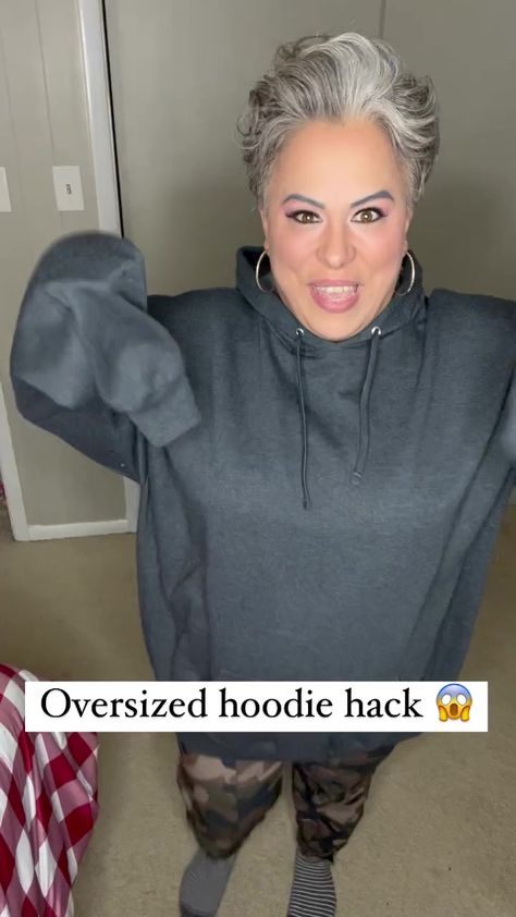 Let’s level up this Oversized mens Walmart hoodie #upcycle #facebookreels #facebookreelschallenge #grayhairinfluencer #foryoupage #fyp #fashion #lifehack #lifehacks #diy #trending #viral #poncjo #hoodie #hoodieseason #fashion #foryou #walmart #walmartfinds | Devon Marie Propst | Devon Marie Propst · Original audio Hoodie Too Big Hacks, Remove Hood From Hoodie Diy, How To Style An Oversized Hoodie, How To Dress Up A Hoodie, How To Style A Hoodie, Hoodie Diy Upcycle, Dress Up A Hoodie, Hoodie Hacks, Diy Hoodie Refashion