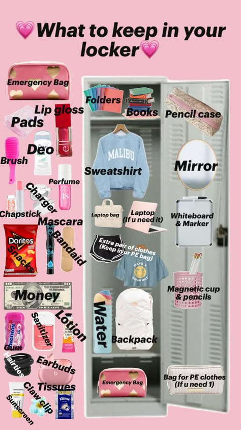 Tips For 6th Grade, Middle School Lockers, Tips For Middle School, Middle School Essentials, School Emergency Kit, School Backpack Essentials, Middle School Survival, Preppy School Supplies, Middle School Life