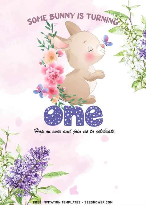 Bunny Invitation Template, Some Bunny Birthday, Bunny Baby Shower Invites, Stencil Patterns Templates, Bird Baby Shower, Bunny Invitations, Free Printable Baby Shower Invitations, Butterfly Birthday Cakes, Bunny Birthday Party