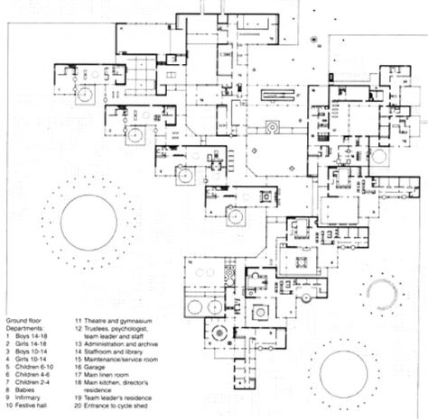 AD Classics: Amsterdam Orphanage / Aldo van Eyck Amsterdam Orphanage / Aldo van Eyck (9) – ArchDaily Aldo Van Eyck, Van Eyck, Building Drawing, Modern Architects, Van Home, Plan Drawing, Architectural Drawing, Model Drawing, Modern Buildings