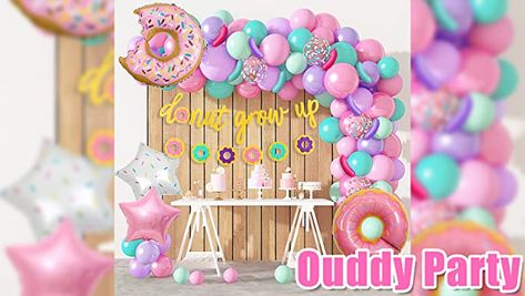 Donut Balloons, Sweet One Birthday Party, Donut Birthday Party Decorations, Big Donut, Donut Party Supplies, Rose Gold Letter Balloons, Donut Themed Birthday Party, Candy Balloons, Donut Decorations