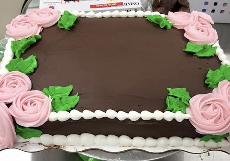 Floral Sheet Cake, Sheet Cake Designs, Rosette Cake, Cake Decorating Piping, Mothers Day Cake, Cupcake Cake Designs, Chocolate Icing, Floral Cake, Sheet Cake