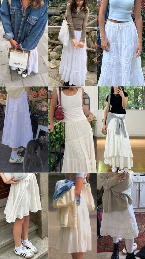 White Maxi Skirt Outfit Summer, White Maxi Skirt Outfit, 2024 Ootd, Modest Girly Outfits, White Skirt Outfits, Church Fits, White Long Skirt, Long Skirt Outfits, White Maxi Skirts