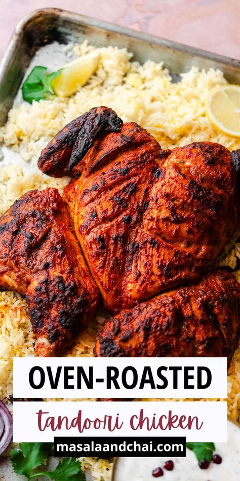 Whole Tandoori Chicken, Roasted Tandoori Chicken, Tandoori Chicken In Oven, Baked Tandoori Chicken, Thanksgiving Main Dish, Thanksgiving Mains, Red Chicken, Chicken Masala, Food Thermometer