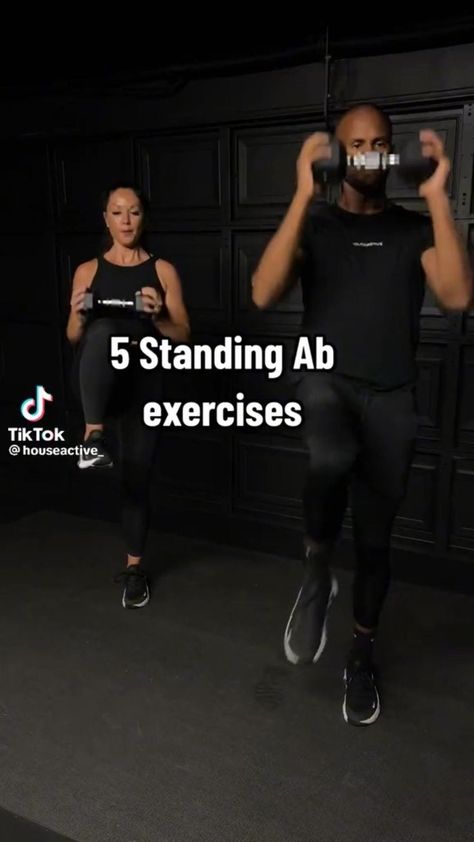 Standing Up Ab Workout, Dumbbell Ab Workout, Standing Core Exercises, Workout Fat Burning, Standing Ab Exercises, 5am Club, Ab Core Workout, Standing Abs, Full Body Hiit Workout