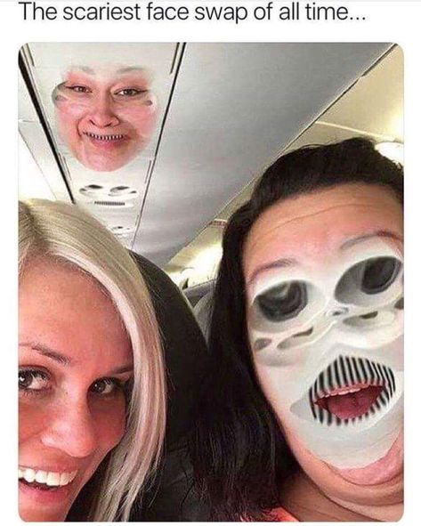 One of the scariest face swaps. - 9GAG Scary Face Swap, Funny Face Swap, Face Swap, Scary Faces, Face Swaps, 웃긴 사진, Really Funny Memes, Funny Faces, 귀여운 동물