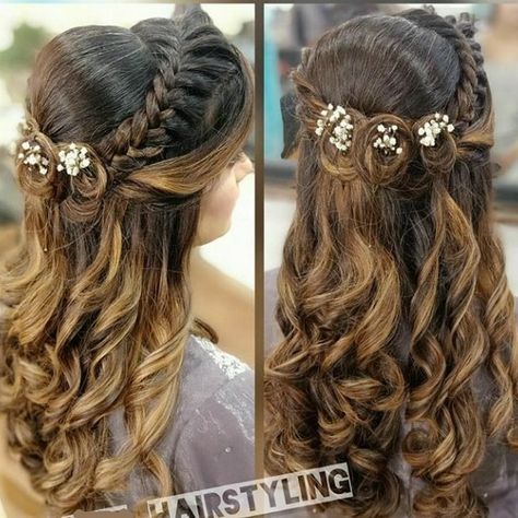 Front Hair Styles For Wedding, Xv Hairstyles, Gown Hairstyle, Dinner Hairstyles, Engagement Hairstyle, Front Hairstyles, Party Hairstyles For Long Hair, Easy Party Hairstyles, Hairstyles Design