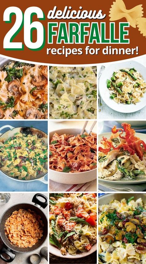 Get creative with these farfalle dishes that are perfect for any pasta night. They're versatile, tasty, and fun to eat! Ham And Mushroom Pasta, Farfalle Pasta Recipes, Pine Nuts Pasta, Recipes For Pasta, Farfalle Recipes, Mushroom Pasta Bake, Creamy Salmon Pasta, Smoked Salmon Pasta, Pancetta Pasta