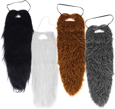 Amazon.com: Tigerdoe Beards - 4 Pack - Long Beard Costume - 23" Beards - Fake Beard and Mustaches - Costume Accessories - Dress Up: Clothing Cool Beard Styles, Lumberjack Costume, Mustache Costume, Old Man Costume, Beard Costume, Brown Beard, Fake Beards, Fake Mustaches, Long Beard