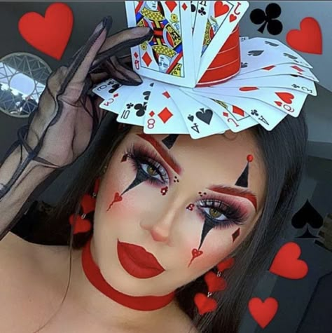 Halloween Queen Of Hearts Costume, Halloween Makeup Queen Of Hearts, Queen Of Hearts Makeup Look, Queen Of Hearts Costume Makeup, Queen Of Hearts Makeup Ideas, Queen Of Heart Makeup, Queen Of Hearts Costume Halloween, Queen Of Cards Costume, Queen Of Hearts Makeup Halloween