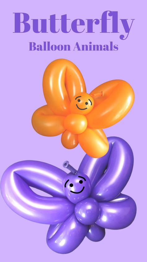 Diy Balloon Animals Easy, Easy Balloon Animals, Flower Balloons Diy, Balloon Butterfly, Single Balloon, Butterfly Balloon, Balloon Table Centerpieces, Twisting Balloons, How To Make Balloon