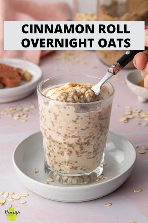 Make single serving cinnamon roll overnight oats to enjoy the flavors of cinnamon rolls without all the work. This easy overnight oats recipe takes just 5 minutes to prepare, then refrigerate overnight. Enjoy them warm or chilled for a satisfying, fiber filled breakfast. #overnightoats #oats #cinnamonrollflavor #cookingforone #cookingforonedietitian #breakfast #easybreakfast Oats And Yogurt, Cinnamon Roll Overnight Oats, Rolled Oats Recipe, Overnight Oats Recipe Easy, Oats Recipes Breakfast, Best Overnight Oats Recipe, Recipe For One, Overnight Oatmeal Recipes, Easy Overnight Oats