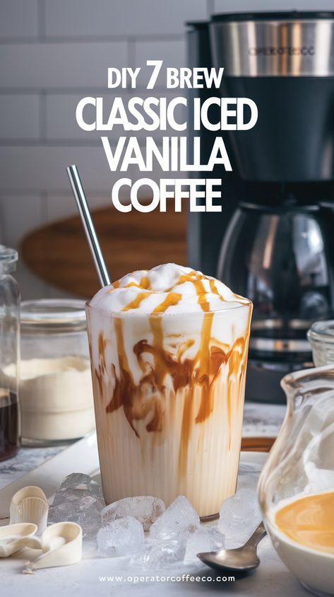 Discover the ultimate pick-me-up with 7 Brew Classic Vanilla Iced Coffee ☀️☕! This refreshing drink is perfect for spring or summer mornings, customizable with syrups and toppings, and fits every 7 Brew aesthetic. Whether you're prepping for an office grind or a weekend party, this iced coffee recipe has your caffeine fix covered. Try it homemade for an easy DIY twist on the classic menu list! Iced Coffee Recipe Mcdonalds, Iced Coffee Concentrate Recipe, Making Iced Coffee At Home, Diy Iced Coffee Recipes, Brew Aesthetic, Instant Iced Coffee Recipe, Diy Iced Coffee, Iced Coffee Concentrate, Javy Coffee