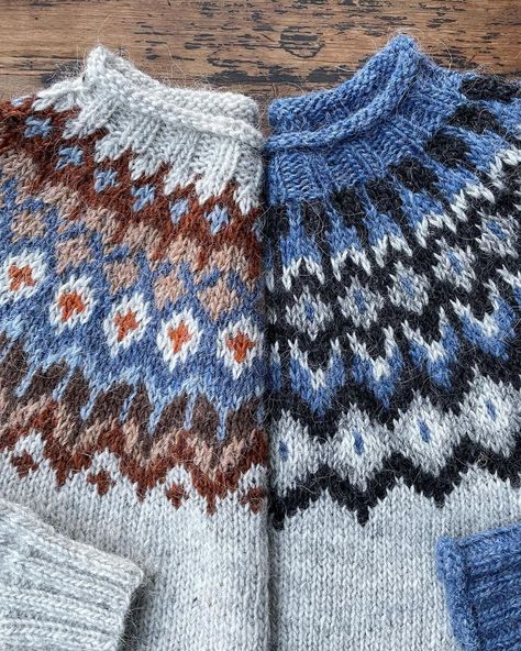 Colours for very dark and moody Wednesday. 🧡🤍💙 . . Riddari sweater Margret sweater . . . . #knitting #knitting_inspiration #riddarisweater… | Instagram Lettlopi Sweater, Icelandic Sweaters, Steel Crochet Hooks, Fair Isle Knitting Patterns, Dark And Moody, Sweater Knitting, Crocheted Lace, Fair Isle Knitting, Sweater Knitting Patterns