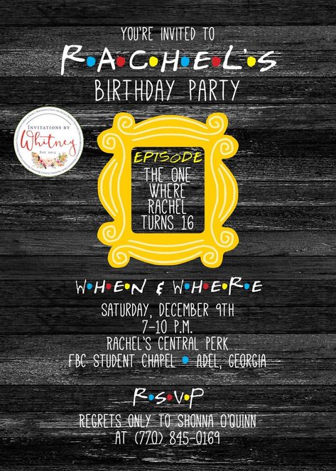 Friends Birthday Party Invitation Friends Invitation Friends | Etsy Show Invitation, 30th Birthday Themes, Only Friends, Friend Graduation, Yellow Birthday, About Friends, Birthday Party Crafts, 13th Birthday Parties, 50th Party