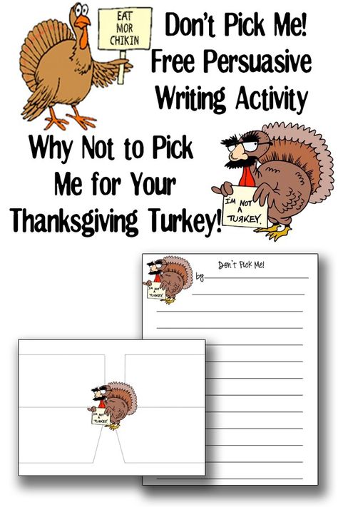 Free Thanksgiving persuasive writing activity. Don’t Pick Me for your Thanksgiving Turkey! Free Thanksgiving worksheets for writing. Perfect for fall sub plans. #freeworksheets  #freefallworksheets #freesubplans #worksheet https://momenvy.co/dont-pick-me-persuasive-writing Traveling Library, Thanksgiving Ela Activities, Thanksgiving School Activities, November Writing Activities, Thanksgiving Middle School, Persuasive Writing Activities, November Writing, Thanksgiving Writing Prompts, Thanksgiving Writing Activity