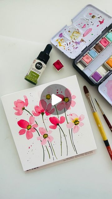 Filbert Brush Painting, Water Colors For Beginners, Water Coloring Ideas For Beginners, Liquid Watercolor, Watercolor Flowers Tutorial, Watercolor Paintings For Beginners, Diy Watercolor Painting, Watercolor Flower Art, Diy Watercolor