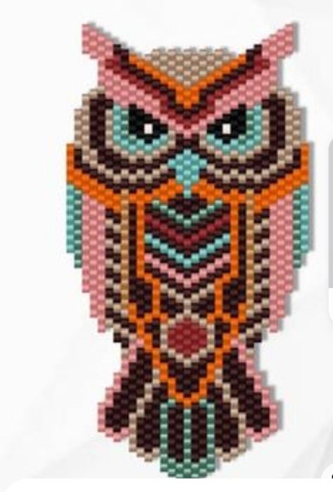 Owl Brick Stitch Pattern, Beaded Owl, Diy Necklace Patterns, Pony Bead Projects, Craft Fur, Diy Seed Bead Earrings, Seed Bead Jewelry Patterns, Pen Pattern, Beaded Earrings Native