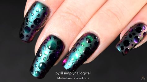 Simply Nailogical, Nail Art Idea, Holo Taco, Hey Gorgeous, Manicure Ideas, Weird Things, Chrome Nails, Rain Drops, Nail Art Ideas