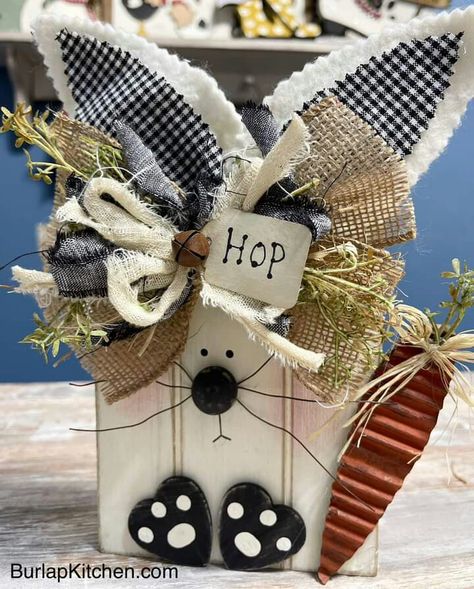 Wooden Bunny Crafts, Dollar Tree Easter Crafts, Burlap Easter Wreath, Bunny Bread, Carrot Wreath, Burlap Kitchen, Easter Food Crafts, Easter Wood Crafts, Easter 2024