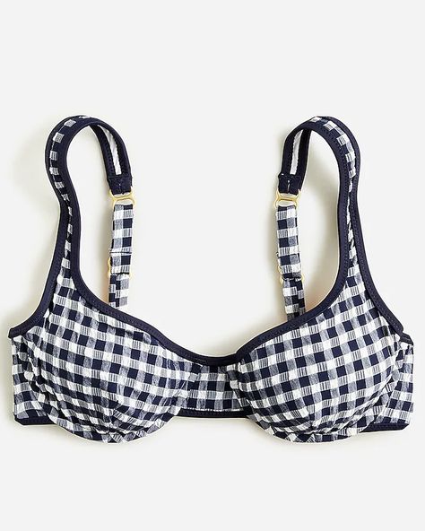 J.Crew: Heritage Underwire Bikini Top In Classic Gingham For Women Quoi Porter, Deep Winter, Cute Swimsuits, Gingham Print, Bring Back, Hand Washing, Womens Swimwear, Fashion Inspo Outfits, Bathing Suits