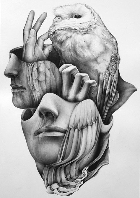 Collin Elder — Designcollector Surreal Art Pencil, Collin Elder, Sketch Surrealism, Surrealism Sketch, Ink Surrealism Drawings, Surreal Portrait Tattoo, Surrealism Pen Drawing, Dandelion Drawing, Surreal Tattoo