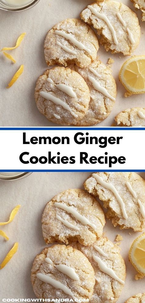 Looking for a delightful treat? These Lemon Ginger Cookies are the perfect blend of zesty lemon and spicy ginger, making them a refreshing addition to your dessert ideas. They're easy to make and family-friendly! Ginger Cookie Recipes Easy, Ginger Cookies With Fresh Ginger, Lemon Ginger Cookies, Lemon And Ginger Cookies, Lemon Ginger Cookies Recipe, Healthy Ginger Snap Cookies, Simple Dessert Ideas, Ginger Cookies Recipe, Ginger Cookie Recipes