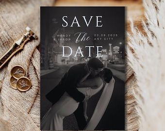 timelessstemplatesss - Etsy Black And White Save The Date, Black And White Wedding Theme Classy, Chicago Save The Date, Sabe The Date, Elegant Save The Date, Black And White Wedding Theme, Semi Formal Wedding, White Wedding Theme, Black And White Theme