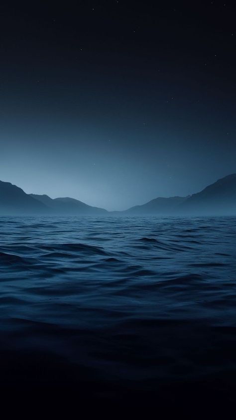 Dark Ocean Aesthetic Wallpaper, Dark Blue Ocean Aesthetic, Ocean At Night Aesthetic, Dark Blue Aesthetic Images, Ocean At Night, Iphone Dynamic Wallpaper, Nature Iphone Wallpaper, Dark Landscape, Iphone Wallpaper Landscape