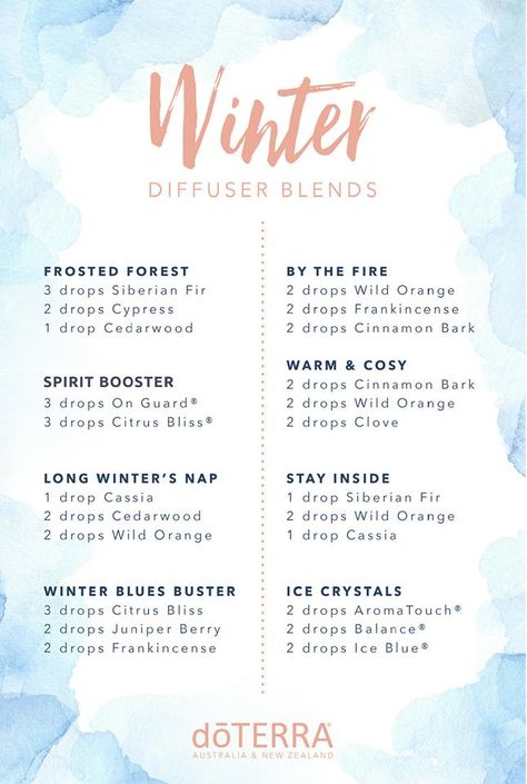 dōTERRA 2018 Winter Blends (Aus) Winter Diffuser Blends, Best Smelling Essential Oils, Christmas Diffuser Blends, Essential Oils Diffuser Blends, Doterra Diffuser, Doterra Diffuser Blends, Essential Oil Combinations, Doterra Essential Oils Recipes, Essential Oil Diffuser Blends Recipes