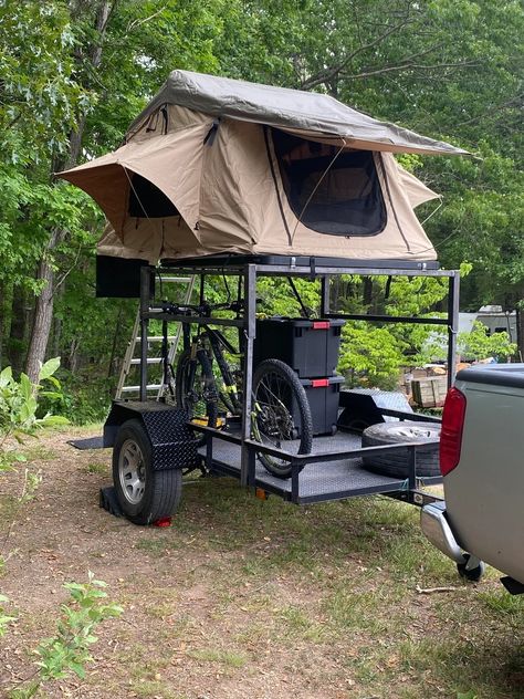 Forester Camping, Atv Camping, Utility Trailer Camper, Camping Gear Trailer, Foodtrucks Ideas, Trailer Design, Camping Trailer Diy, Small Camper Trailers, Jeep Trailer