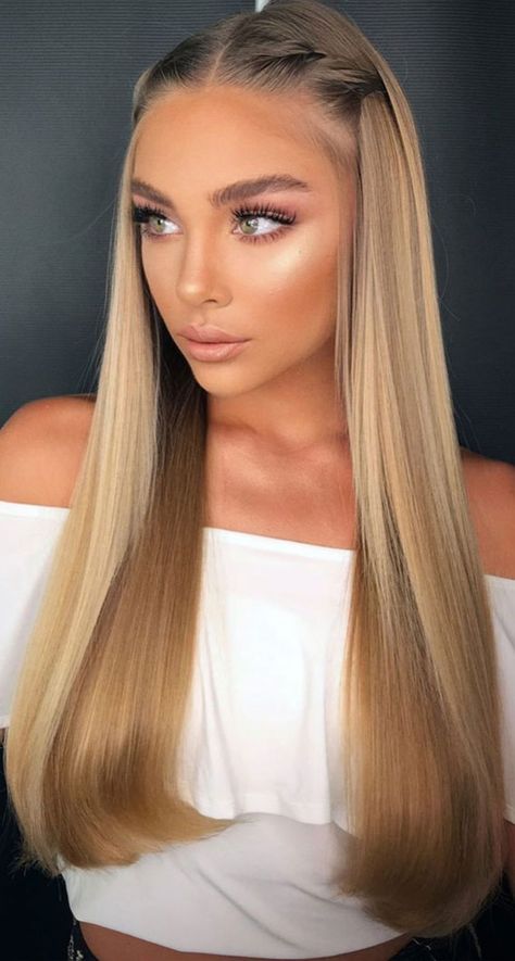 Long Straight Hair For Wedding, Long Straight Hairstyles For Prom, Straight Hair Down Hairstyles, Homecoming Hair Straight, Bride Straight Hair, Bride Hairstyles Straight Hair, Prom Straight Hair, Straight Hair Bridesmaid Hairstyles, Prom Straight Hairstyles