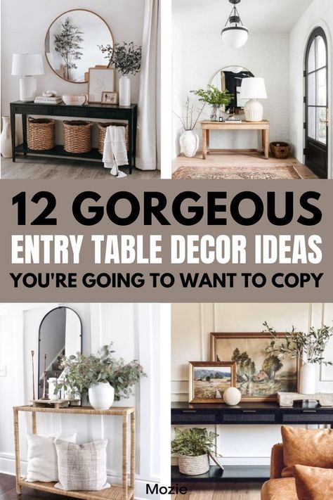 Console Table Decor Modern, Entryway Console Table Decorating, Entry Console Table Decor, Entry Table Decor Ideas, Side Table Decor Living Room, Front Entry Tables, Foyer Table Decor, Small Entry Tables, Modern Entry Table