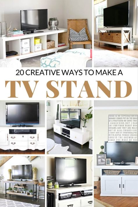 Desk As Tv Stand, Tv Stand Room, Tv Stand Alternatives, Diy Tv Stands, Tv Stand Diy, Tv Stand Room Divider, Tv Stand Ideas, Safety Rules For Kids, Diy Storage Rack