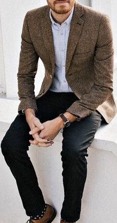 Sports Jacket Outfit Men, Casual Outfits Business, Brown Blazer Men, Sports Jacket Outfit, Sport Coat Outfit, Nails Business, Business Nails, Business Casual Outfit, Blazer Outfits Men